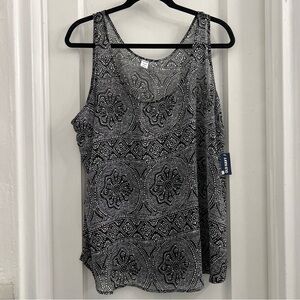 Old Navy Black & Light Gray Sheer Flowy Tank Top Blouse Size XXL